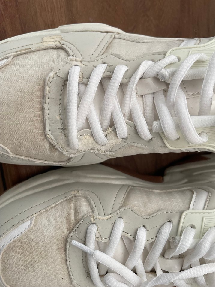 Beyaz Platform Topuklu Bağcıklı Kadın Spor Ayakkabı - Görsel 4