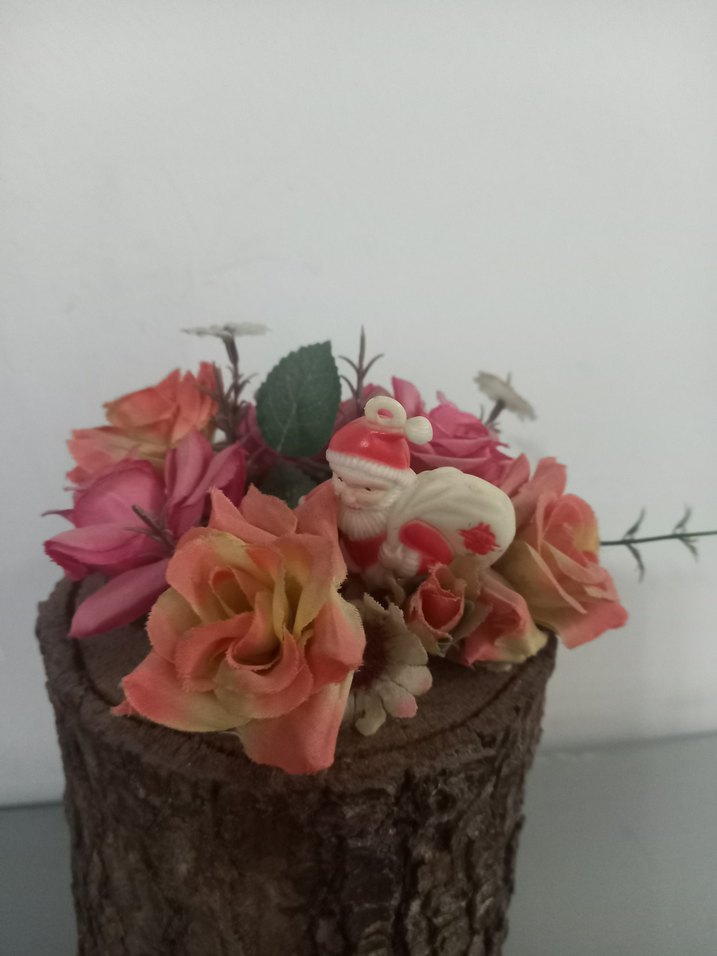 Pembe Çiçekli Ahşap Dekoratif Kütük - Görsel 2