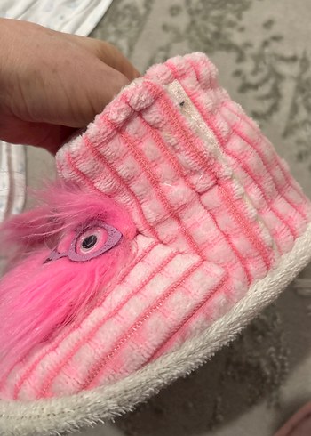 Kızlar için Pembe Peluş Sıcak Ev Terliği - Görsel 5