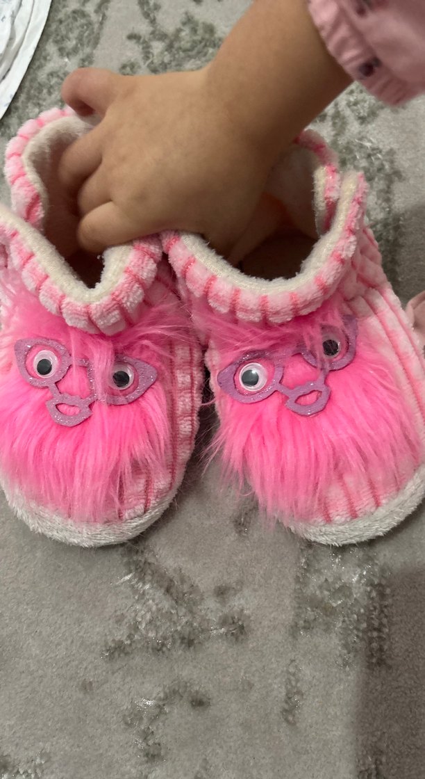 Kızlar için Pembe Peluş Sıcak Ev Terliği - Görsel 2