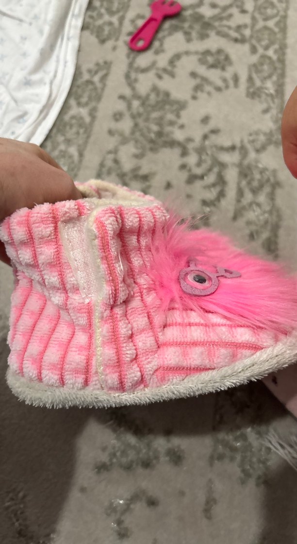 Kızlar için Pembe Peluş Sıcak Ev Terliği - Görsel 3