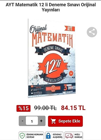  Beden Renk Orjinal ayt matematik deneme
