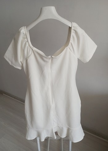 Trendyol & Milla Ekru Mini Elbise, Kısa Kollu, Salaş Kesim