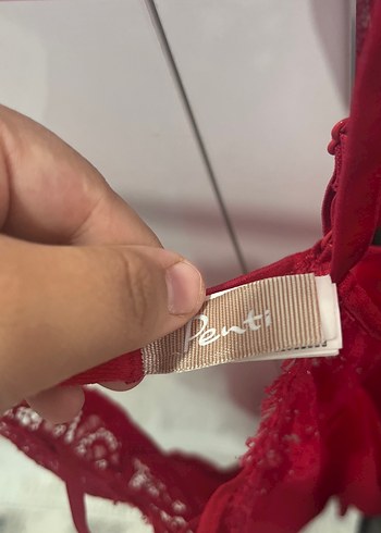 Penti Kırmızı Dantel Detaylı İnce Askılı Kadın Gecelik