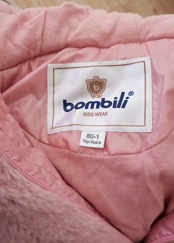 9-12 Ay Beden Kapüşonlu Pembe Kız Çocuk Kürk Detaylı Mont