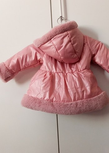 Diğer Kapüşonlu Pembe Kız Çocuk Kürk Detaylı Mont