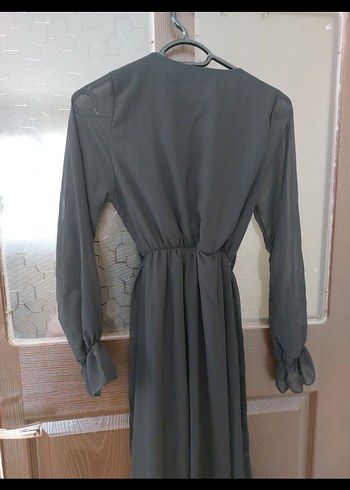 Uzun Siyah Drapeli  Elbise - Görsel 4