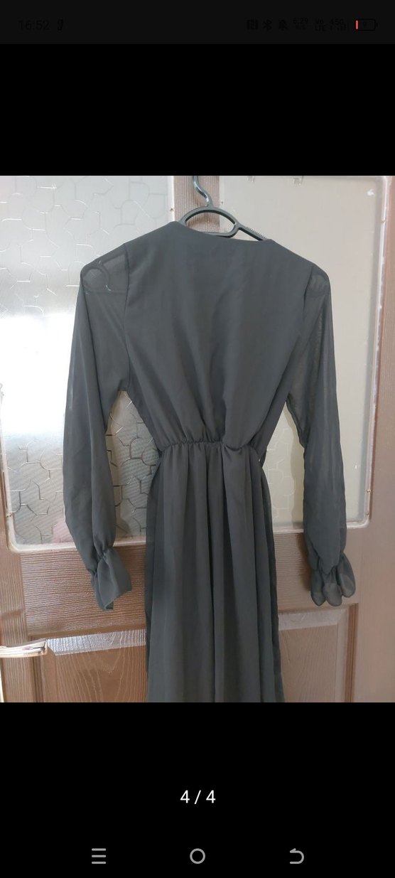 Uzun Siyah Drapeli  Elbise - Görsel 4