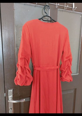 Kırmızı Drapeli Uzun Kadın Elbise - Görsel 3