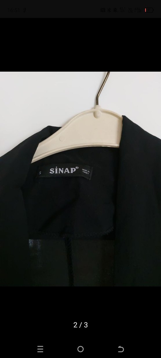 Düğmeli Siyah Kadın Keten Blazer Ceket - Görsel 2