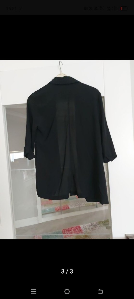 Düğmeli Siyah Kadın Keten Blazer Ceket - Görsel 3