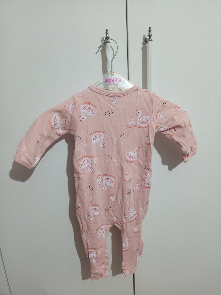 Pembe Desenli Bebek Tulum, Düğmeli - Görsel 3