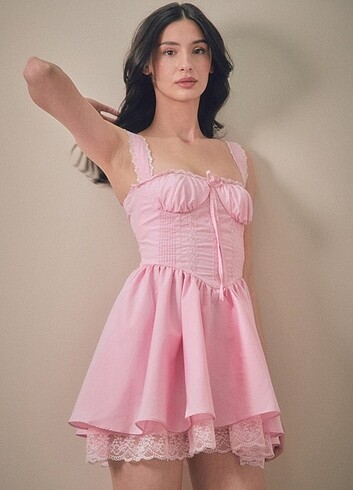 m Beden pembe Renk Fulla Moda pembe prenses elbisesi 