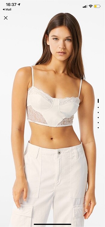 dantelli askılı saten korse top