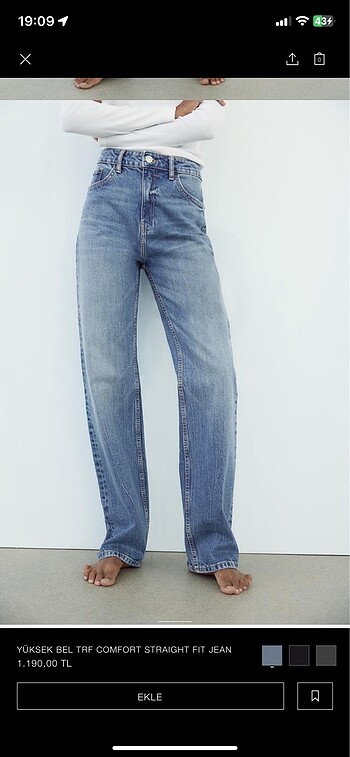 m Beden mavi Renk yüksek bel straight fit jean