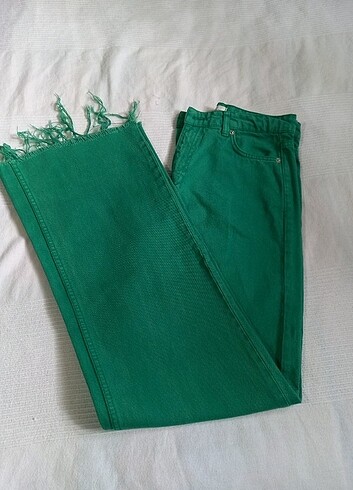 Zara yeşil kot pantolon 