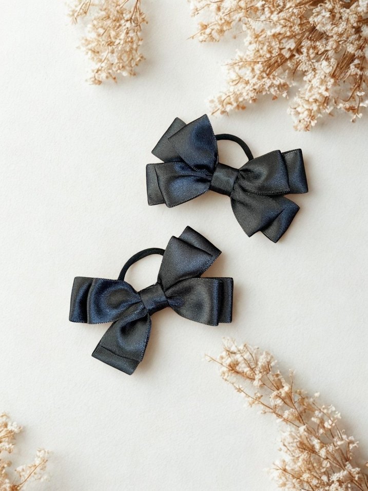 Siyah ince saten 2li fiyonk toka - Görsel 2