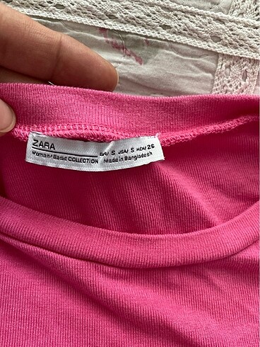 s Beden pembe Renk Zara pembe crop tshirt