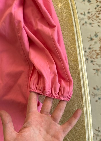 42 Beden pembe Renk Pembe, Uzun Kollu, Kuşaklı Kadın Gömlek