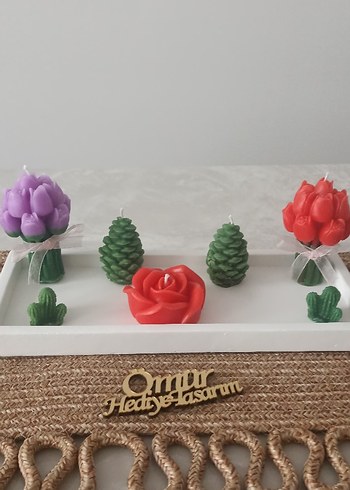 Gül demeti mum kozala mum gül mum - Görsel 3