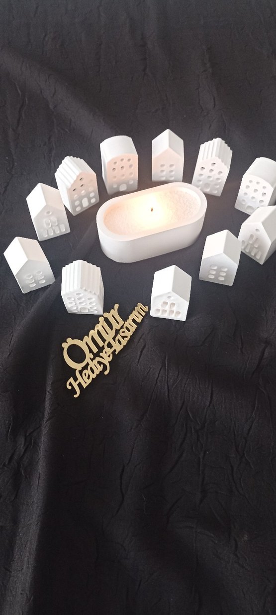 minyatür dörtlü ev ve Mumluk - Görsel 3