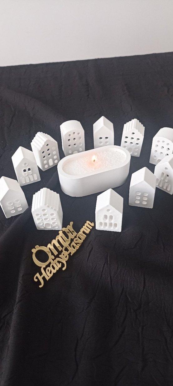 minyatür dörtlü ev ve Mumluk - Görsel 5