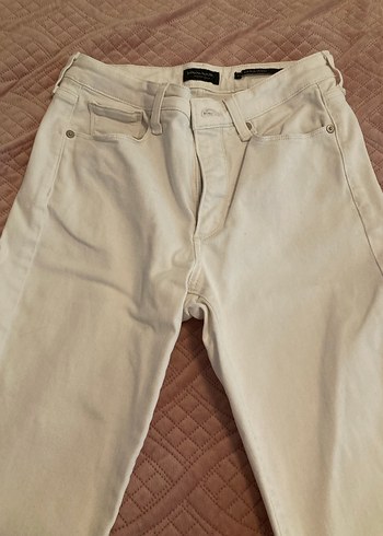 Beyaz Midi Kadın Kot Pantolon - Görsel 7