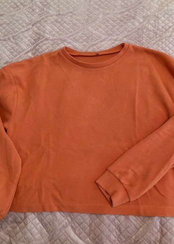 Kiremit rengi  Uzun Kollu Kadın Sweatshirt - Görsel 3