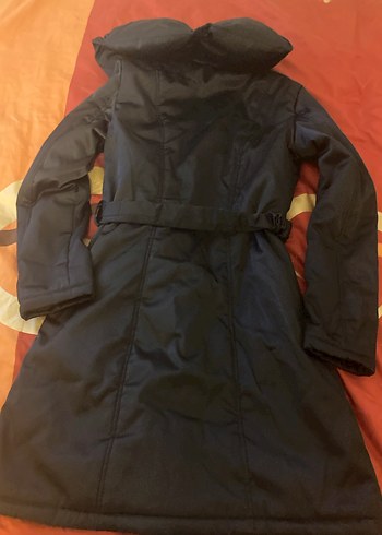 Kadın Siyah Kemerli Midi Kışlık Mont - Görsel 3