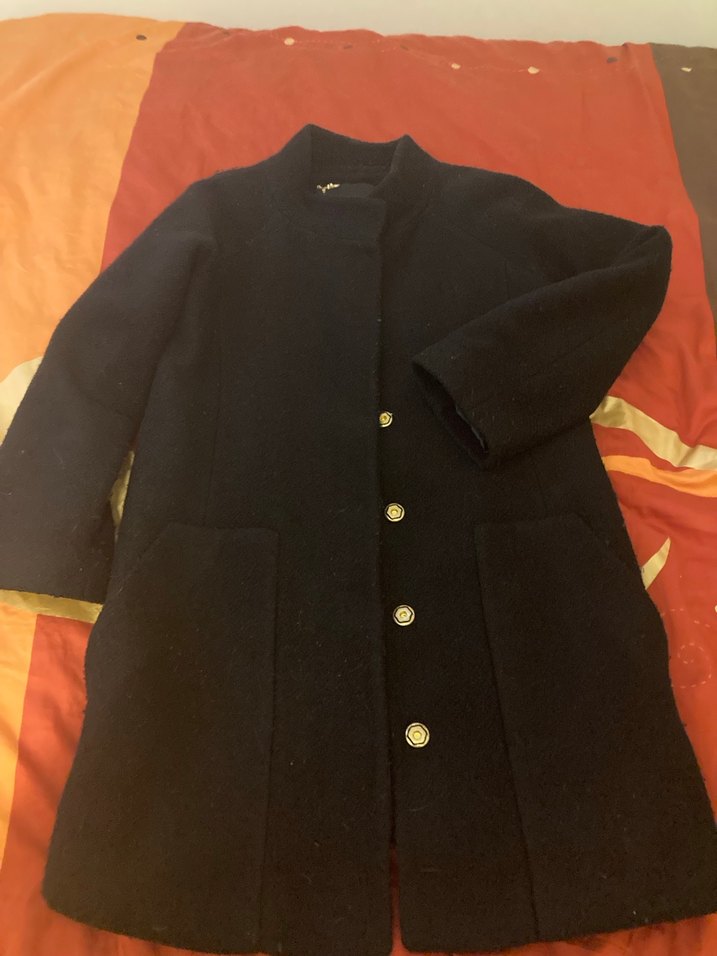 Çıtçıt Düğmeli  Siyah Kaban - Görsel 2