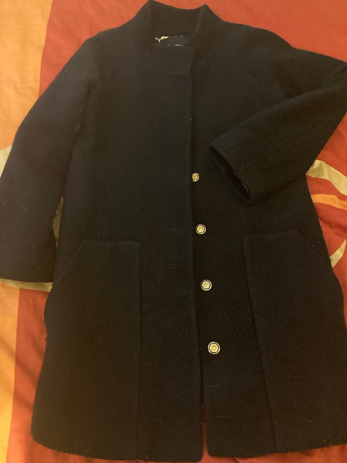 Çıtçıt Düğmeli  Siyah Kaban - Görsel 3