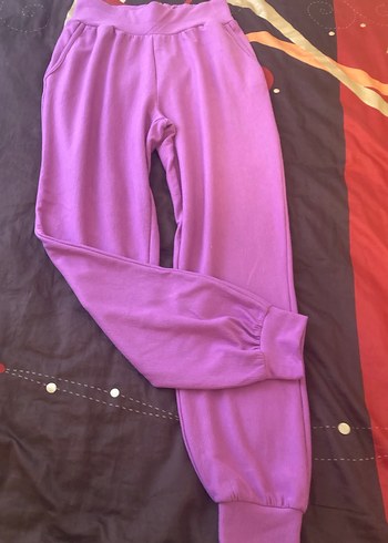 Mor Rahat Kesim  Pileli Cepli Kadın Eşofman Altı - Görsel 3