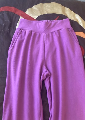 Mor Rahat Kesim  Pileli Cepli Kadın Eşofman Altı - Görsel 2