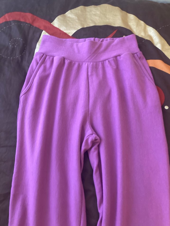 Mor Rahat Kesim  Pileli Cepli Kadın Eşofman Altı - Görsel 2