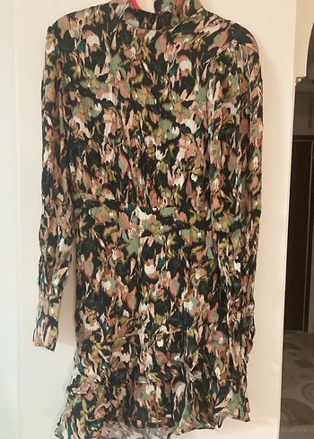 Kadın Çok Renkli Kamuflaj Bohem Uzun Elbise - Görsel 2