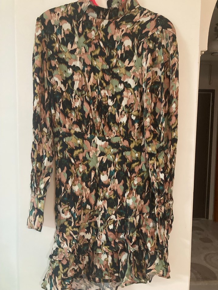 Kadın Çok Renkli Kamuflaj Bohem Uzun Elbise - Görsel 2