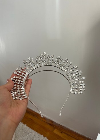 Beden Parlak Taşlı Beyaz Gelin Tacı After Party