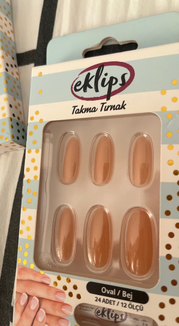 BİR KUTU FİYATIDIR Eklips Pastel Bej Takma Tırnak - Görsel 2