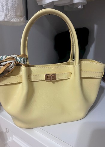 Sarı Deri Tokalı Kadın Çanta - Görsel 4