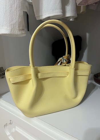 Sarı Deri Tokalı Kadın Çanta - Görsel 2