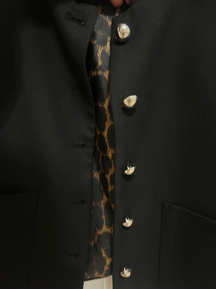 Düğmeli Siyah Mini Blazer - Görsel 3