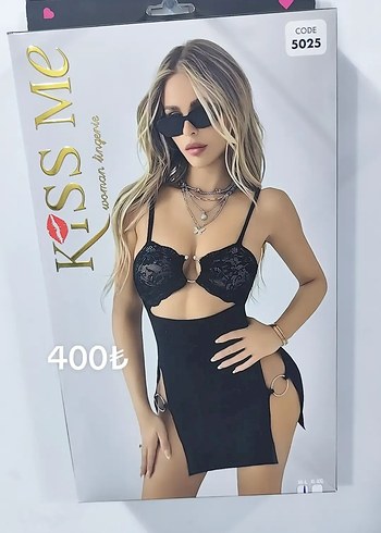 Diğer Kiss Me Siyah Dantel Mini Beden