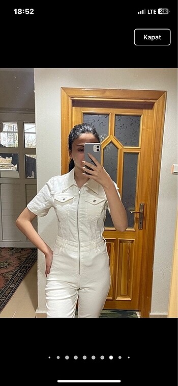 Krem fermuarlı tulum - Görsel 6