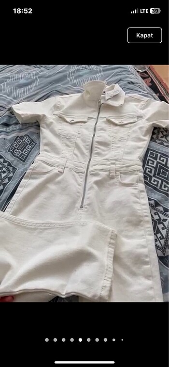 Krem fermuarlı tulum - Görsel 8