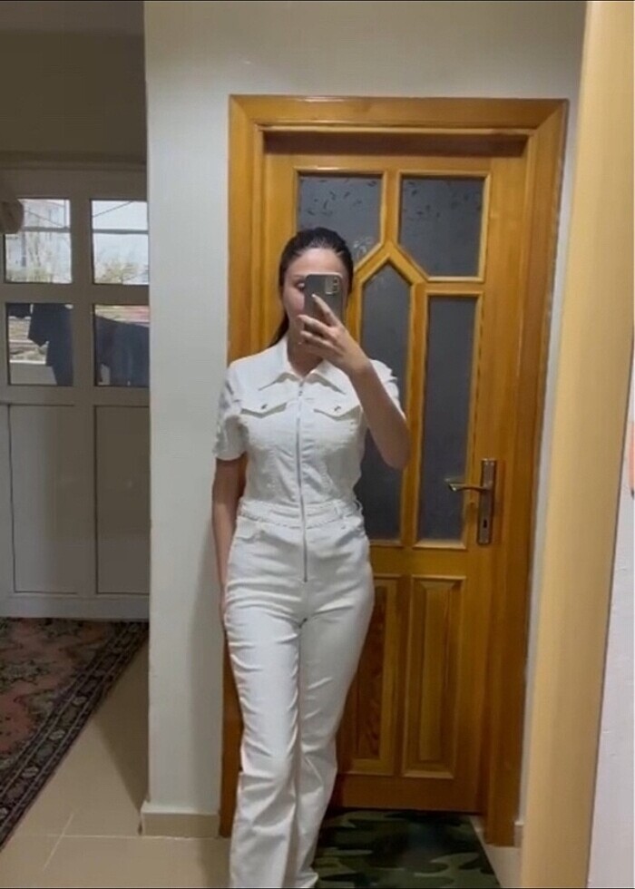 Krem fermuarlı tulum - Görsel 5