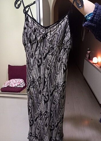 Zebra desenli askılı elbise  - Görsel 3