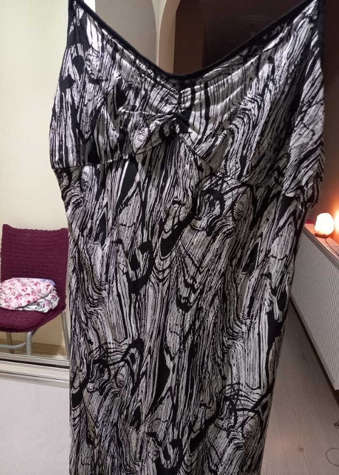 Zebra desenli askılı elbise  - Görsel 4