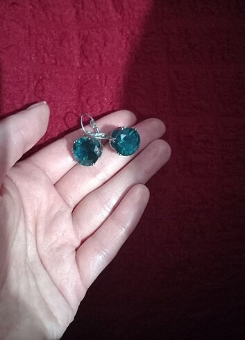 Yeşil taşlı küpe  - Görsel 2