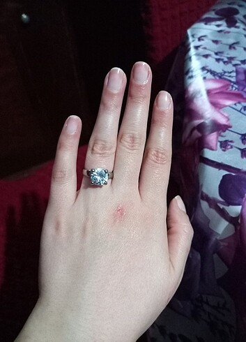 Gümüş tek taş yüzük  - Görsel 2