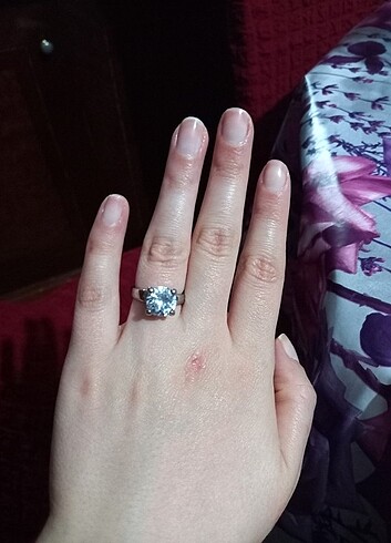 Gümüş tek taş yüzük  - Görsel 3